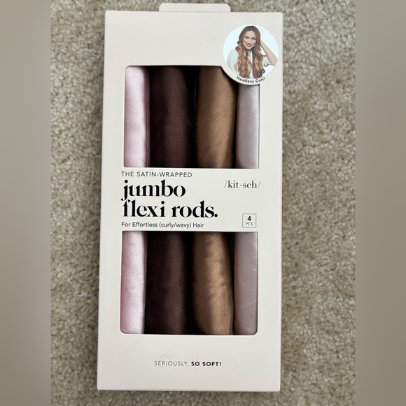 OPEN BOX NEW Kitsch * Jumbo Satin Heatless Curling Rods * 4pcs * Rosewood - Picture 10 of 14